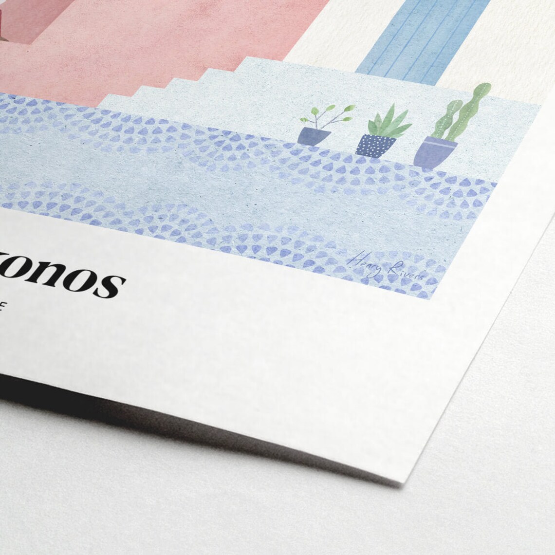 Mykonos By Henry Rivers, Travel Poster Art Print - Image 2