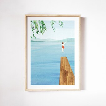 Wild Swim Print by Henry Rivers, Lake Swim Poster