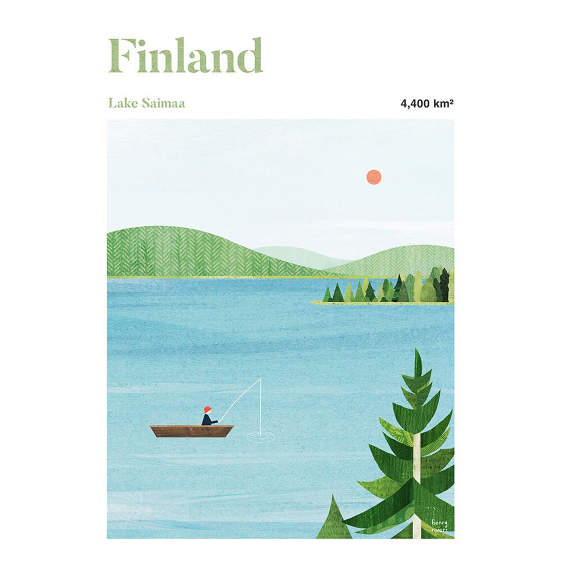 Lake Saimaa Finland Travel Poster, Henry Rivers - Image 3