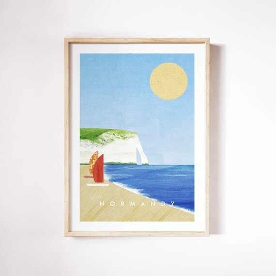 Normandy Vintage Travel Poster, Minimalist Art Print