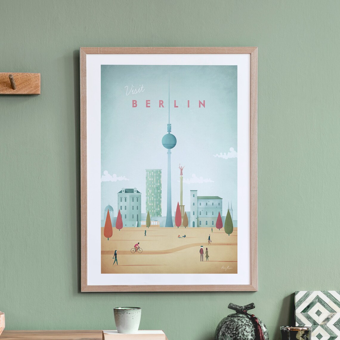 Berlin Travel Poster, Minimalist Vintage Retro Style