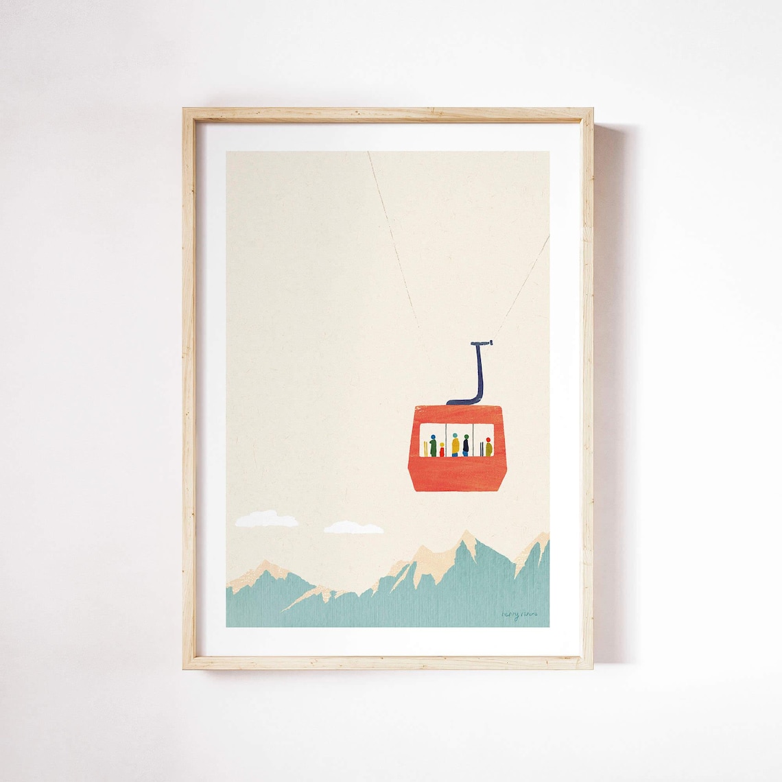 Skiing Cable Car by Henry Rivers Mountain Art Print