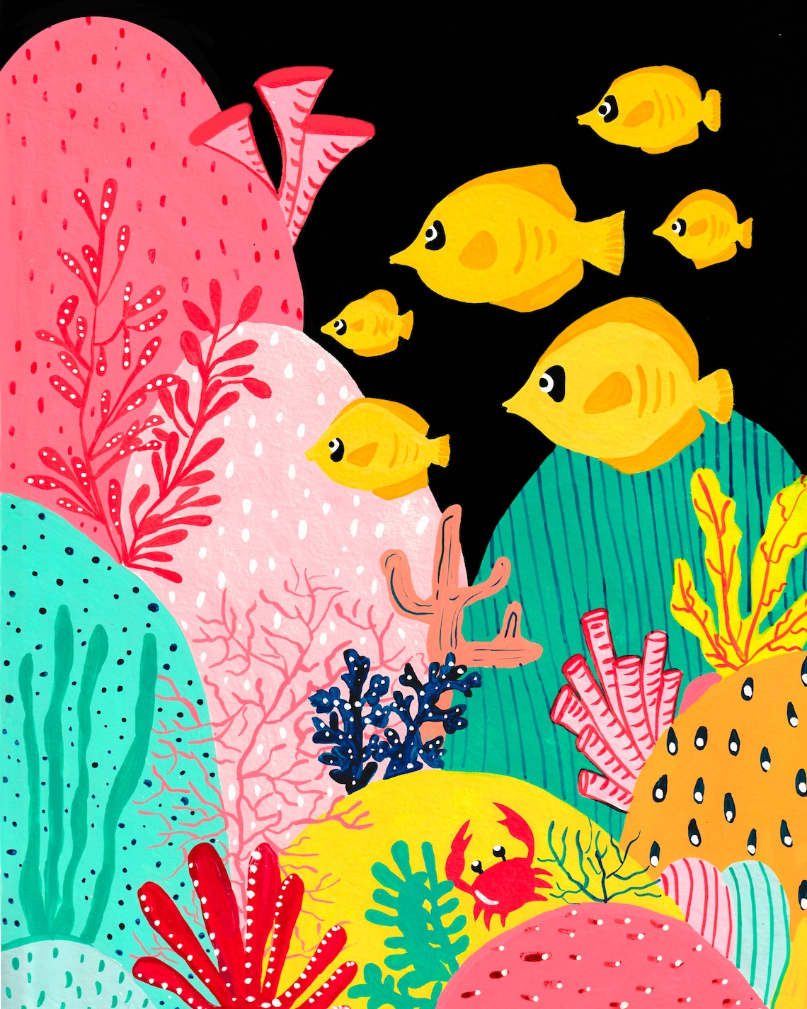 Yellow Tang Underwater Scene Art Print, Tropical Fishes - Image 2