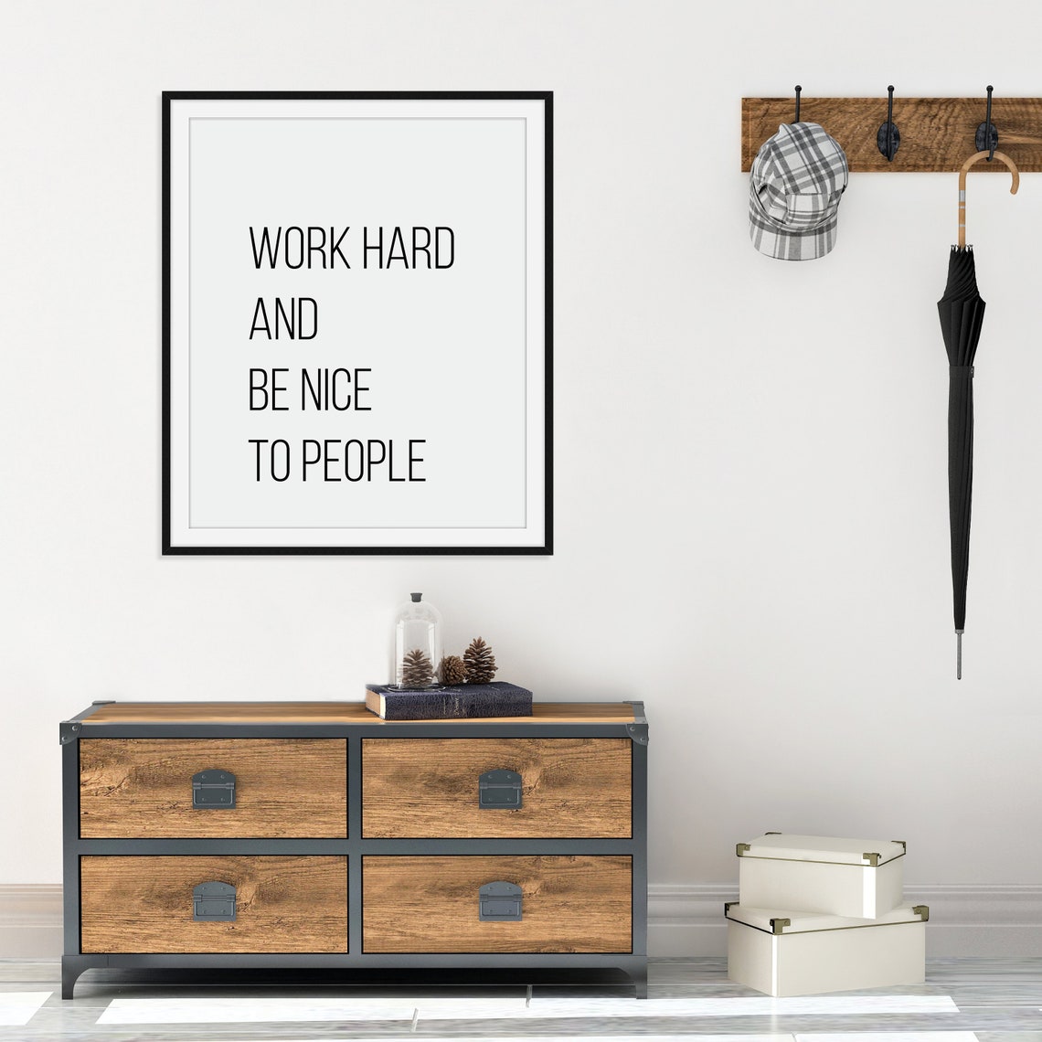 Work Hard And Be Nice To People Minimalist Motivational Quote Print - Image 5