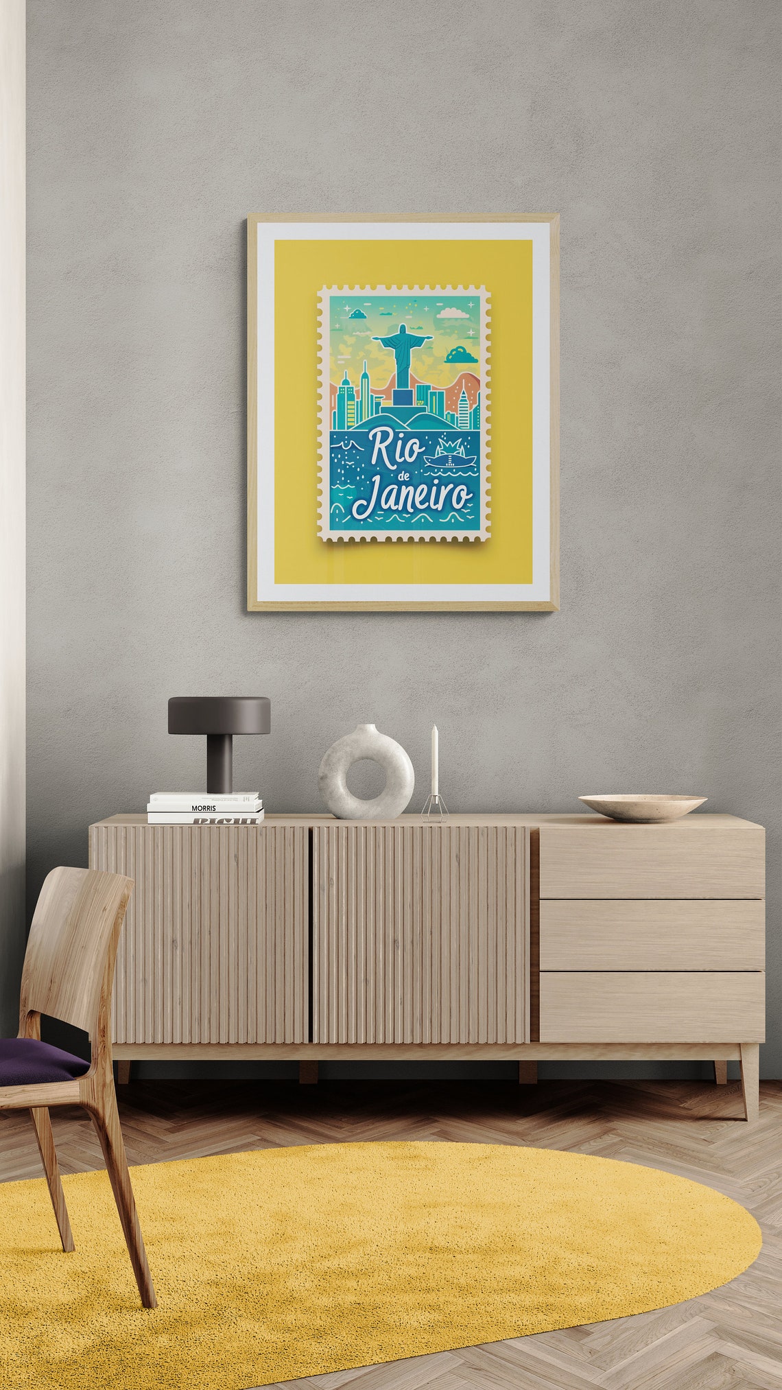 Rio de Janeiro Christ the Redeemer City Skyline Stamp Poster - Image 3