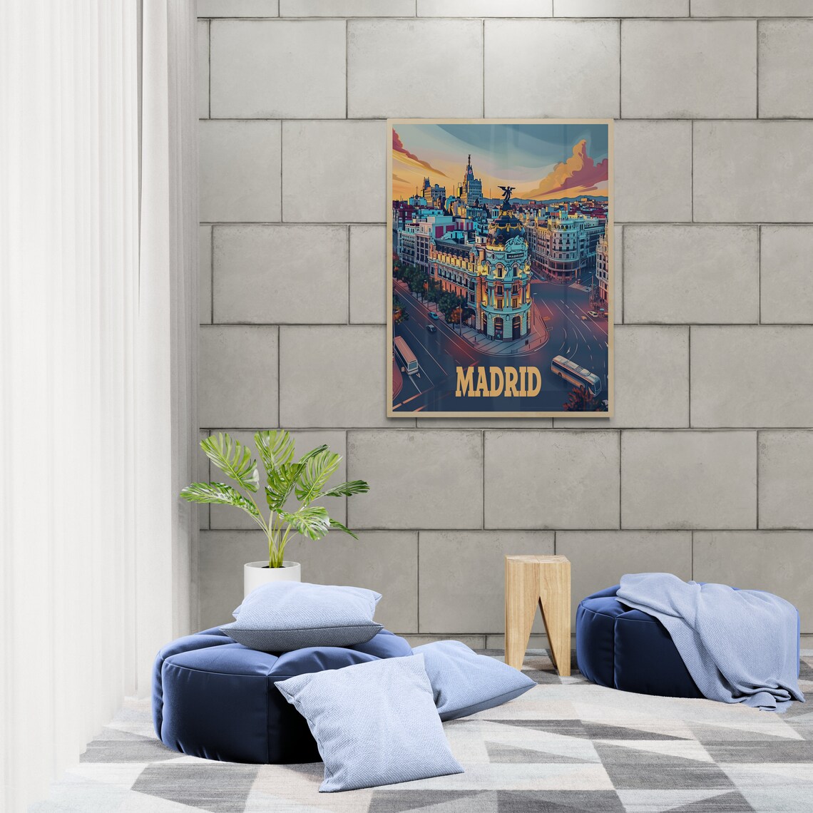 Madrid Gran Via Night Metropolis Building Dusk Spain Travel Poster - Image 5