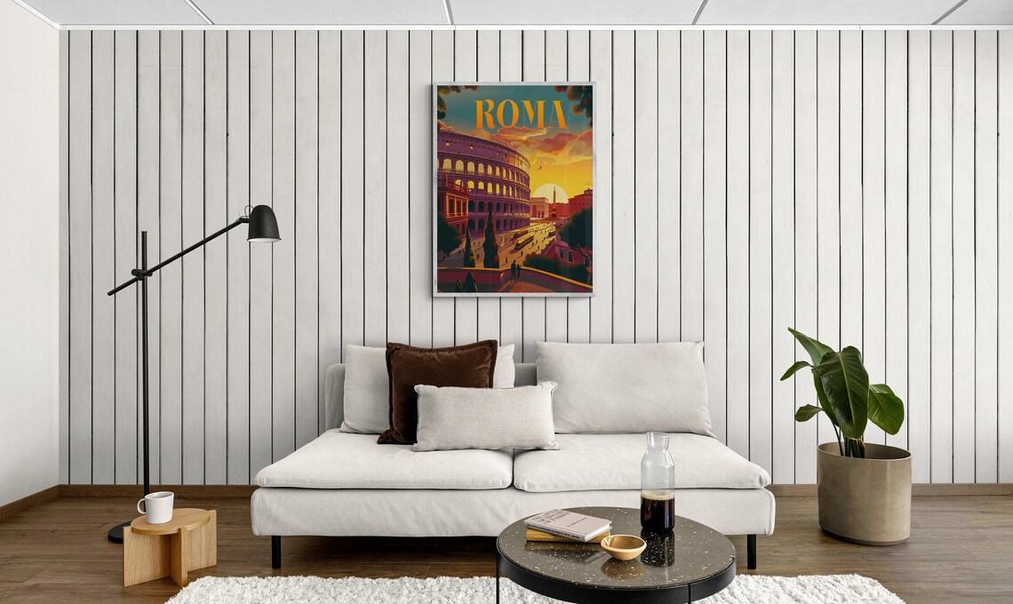 Roma Colosseum Sunset Vintage Italian Historic Iconic City Poster - Image 3