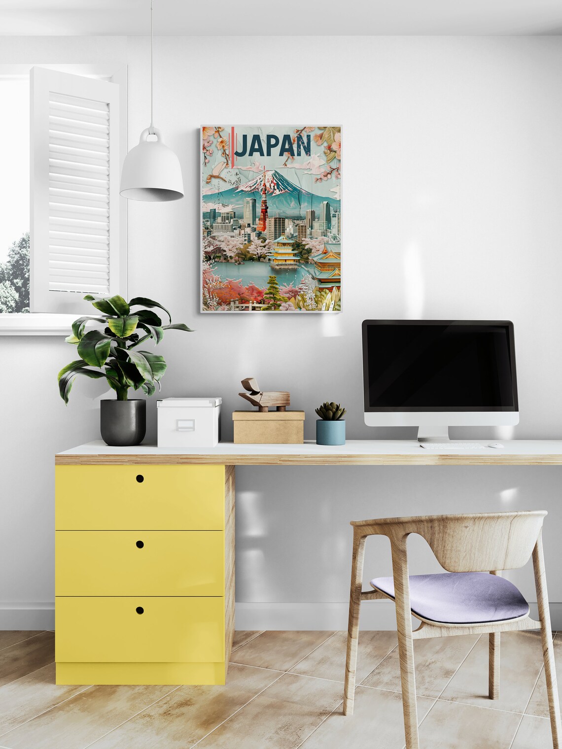 Japan Mount Fuji Tokyo Tower Cherry Blossom Collage Travel Poster - Image 5