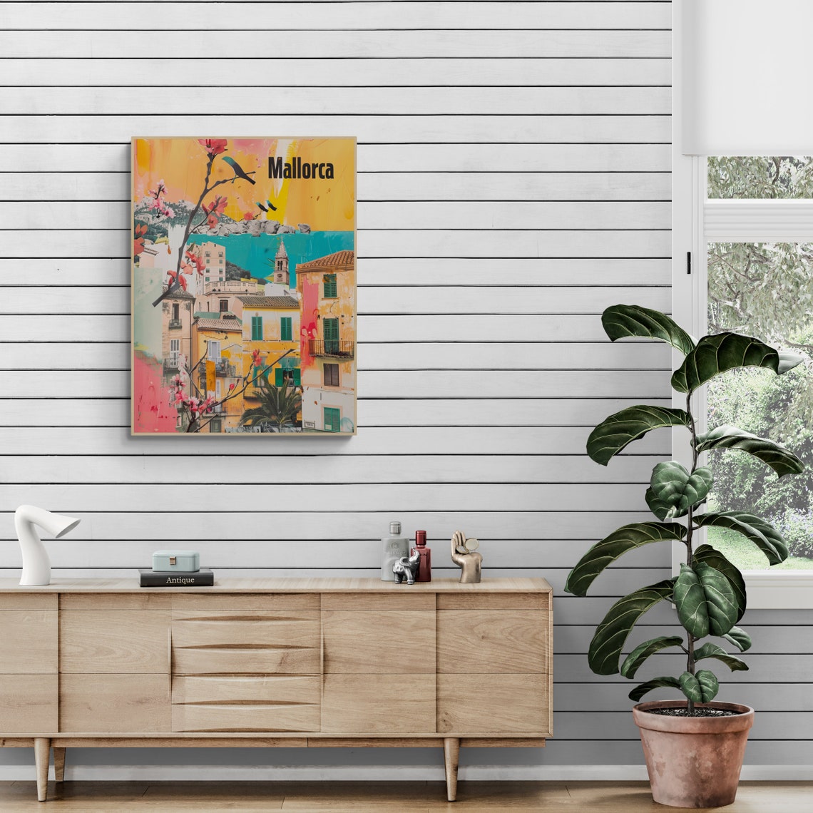 Mallorca Mediterranean Old Town Blossom Branches Collage Travel Poster - Image 5