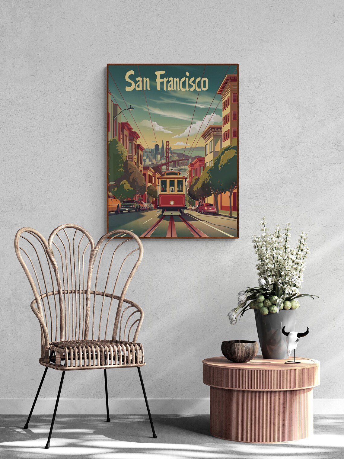 San Francisco Cable Car Street Golden Gate Vintage Travel Poster - Image 4
