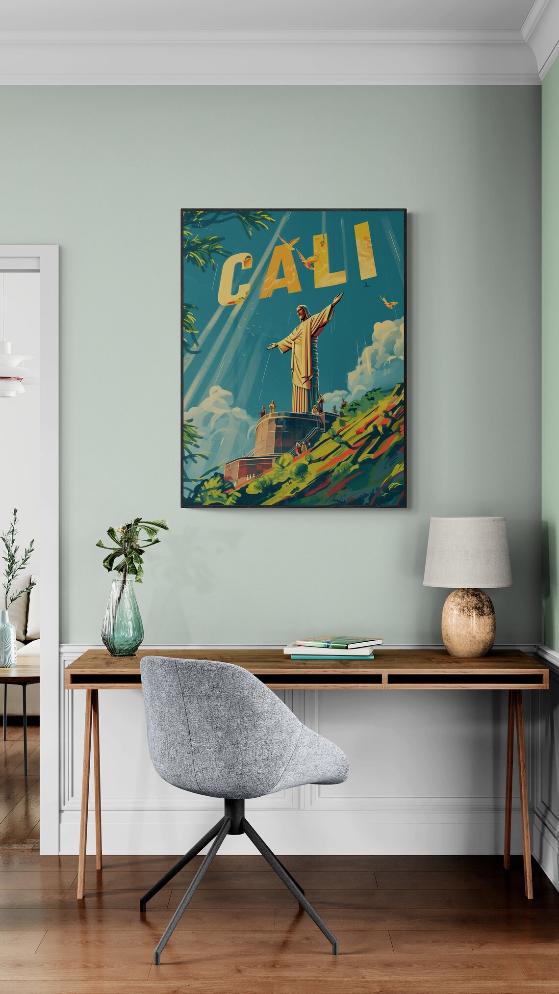 Cali Christ Statue Hilltop Colombia Andean Vista City Poster Art - Image 4