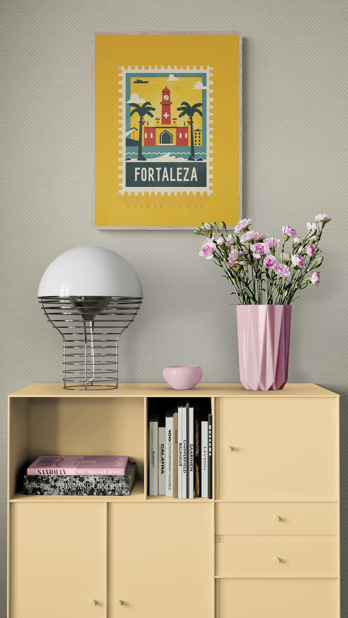 Fortaleza Brazil Church Palms Vintage Travel Stamp Style Poster - Image 3