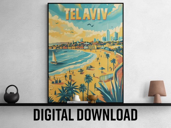 Tel Aviv Travel Poster Artistic Minimalist Wall Art Home Decor Unique Gift For Travelers