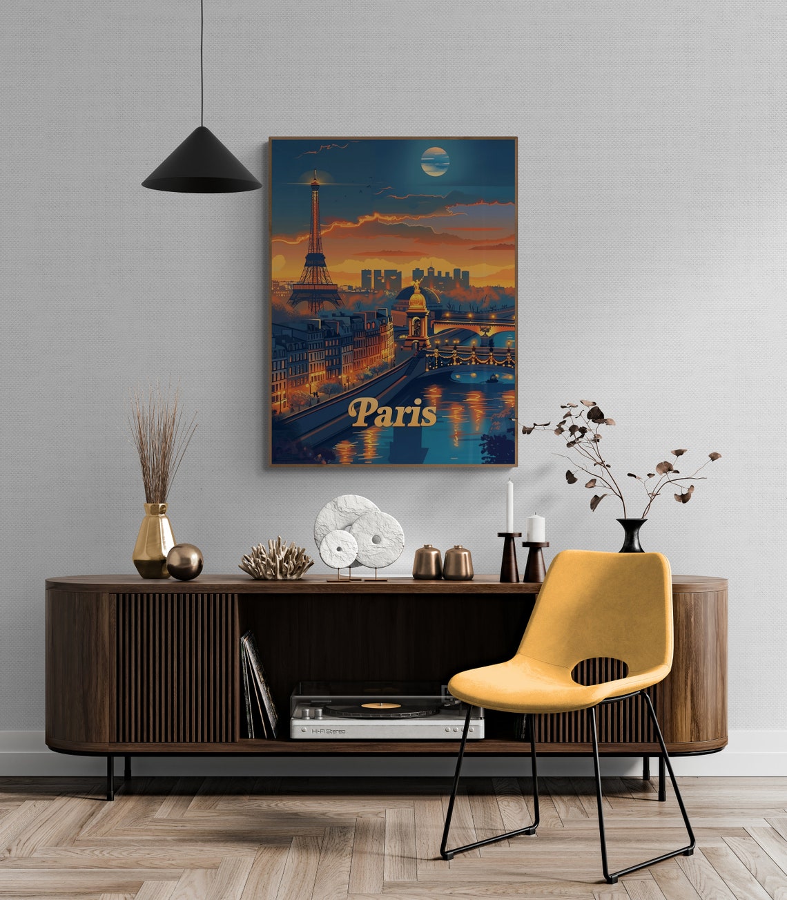 Paris Eiffel Tower Dusk Seine River Romantic City Lights Poster - Image 3