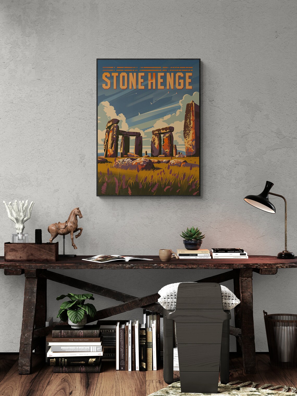 Stonehenge Ancient Stone Circle Meadow Sky Vintage Travel Poster - Image 4