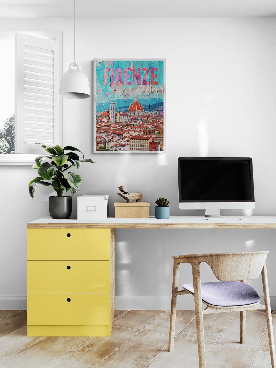 Firenze Florence Duomo Red Dome Rooftops Torn Paper Travel Poster - Image 4
