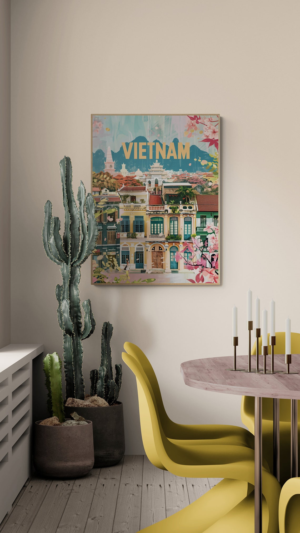 Vietnam Hoi An Old Quarter Colonial Streets Painterly Travel Poster - Image 5
