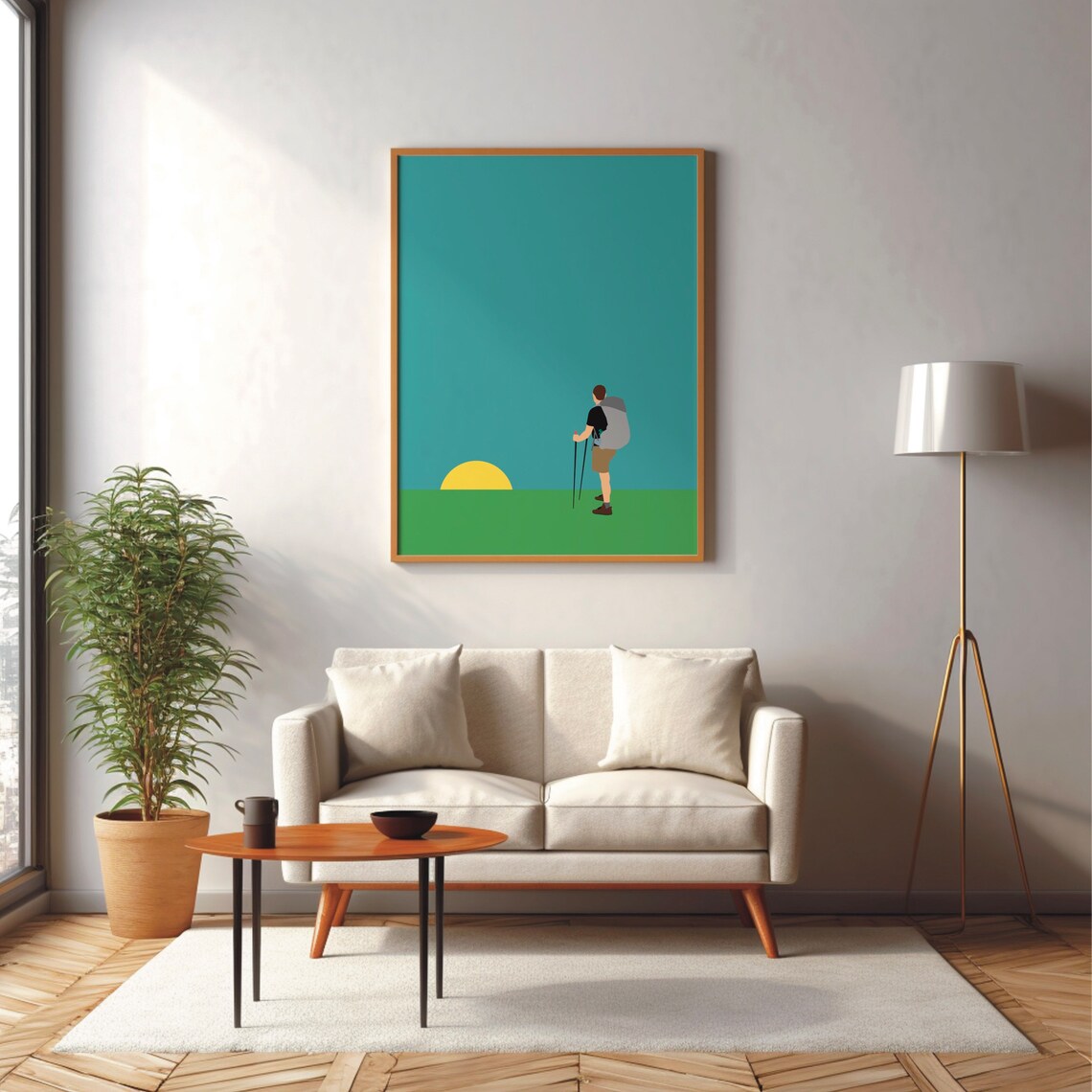 Hiker Minimal Modern Art Print, Hiking Mountains - Image 2
