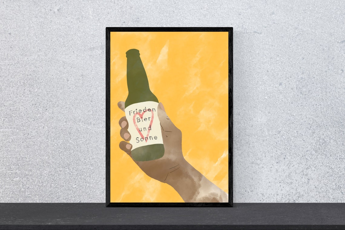 Frieden Bier Und Sonne German Beer Bottle Summer Fun Art Poster