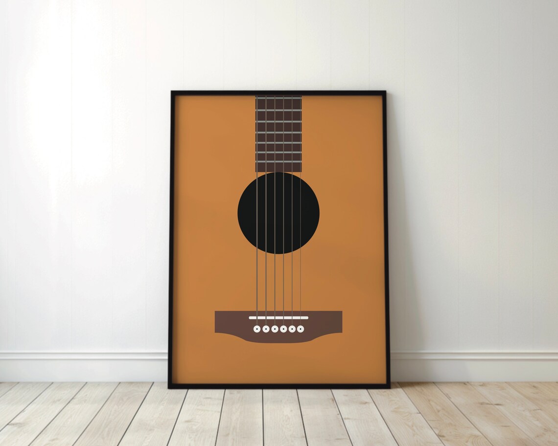 Guitar Minimal Modern Art Print, Music Wall Art - Image 3