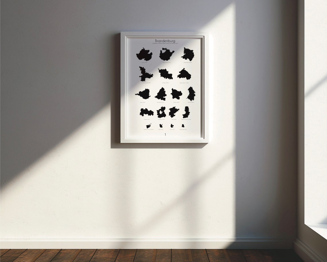 Brandenburg Districts And Cities Black Silhouette Map Art Poster - Image 4