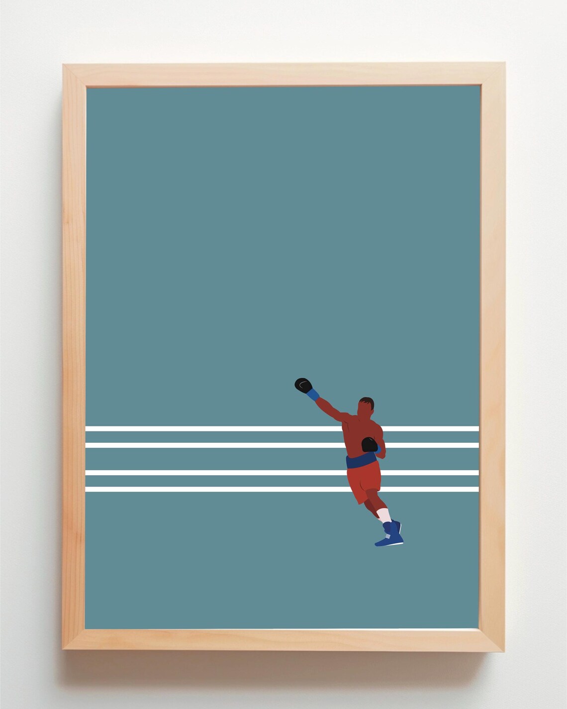 Minimalist Boxer in Teal Ring Retro Boxing Sports Art Poster - Image 5