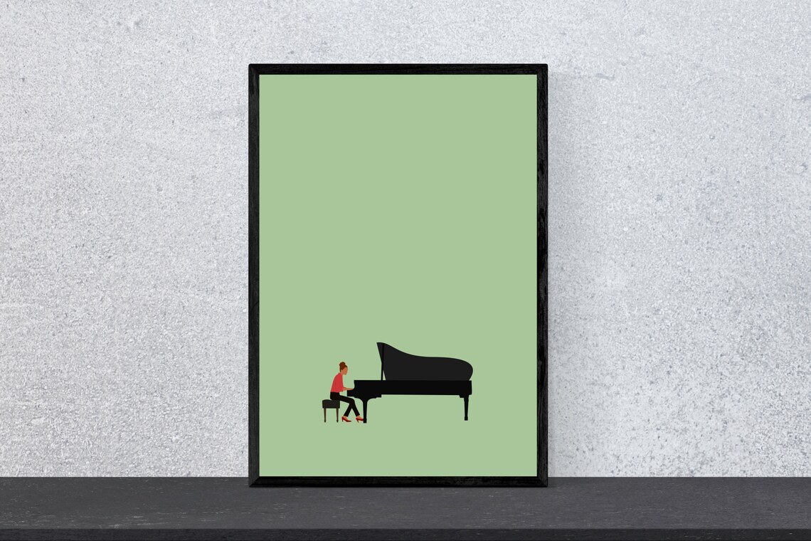 Grand Piano Player Poster, Minimal Modern Art Print - Image 5