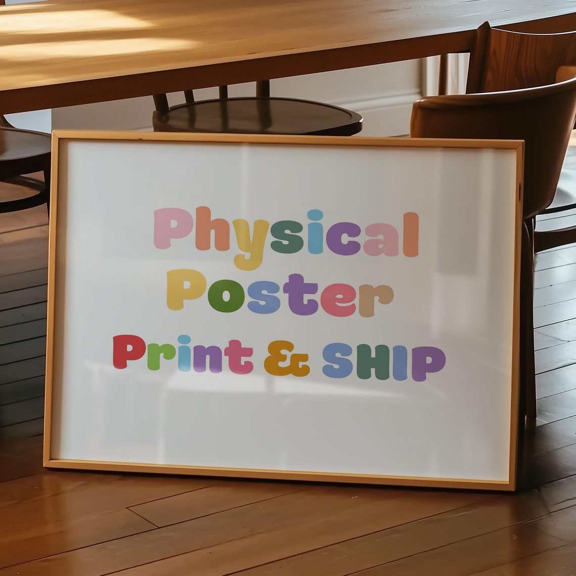 Rainbow Bubble Letters Colorful Typography Ship Sample Art Poster