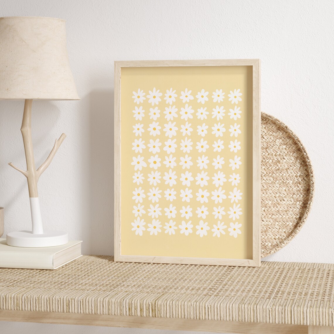 Daisies Botanical Art Print, Pastel Yellow Decor - Image 2