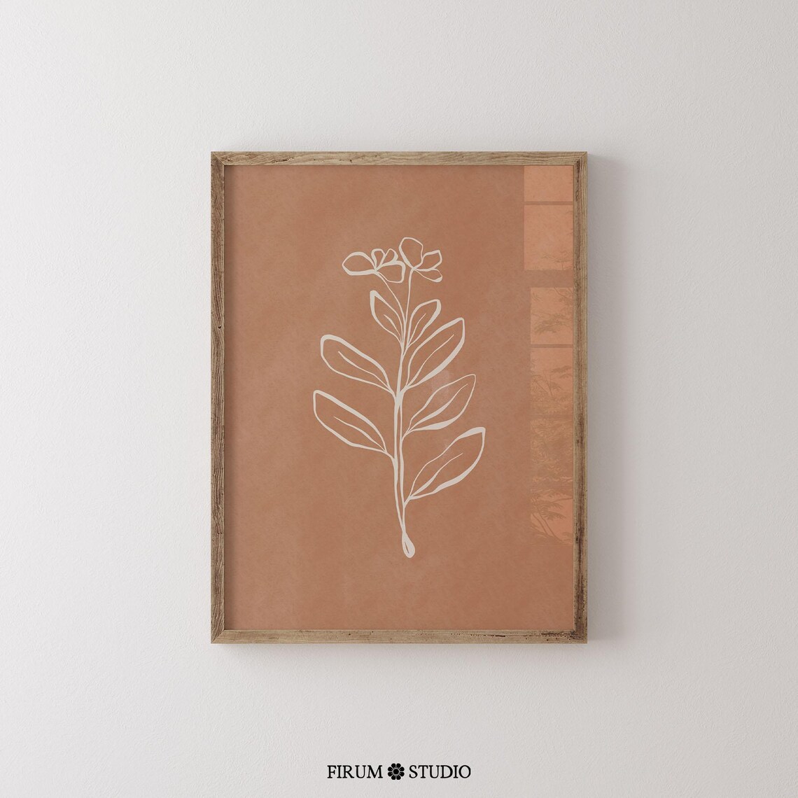 Burnt Orange Flower Line Art Poster, Organic Botanical - Image 2