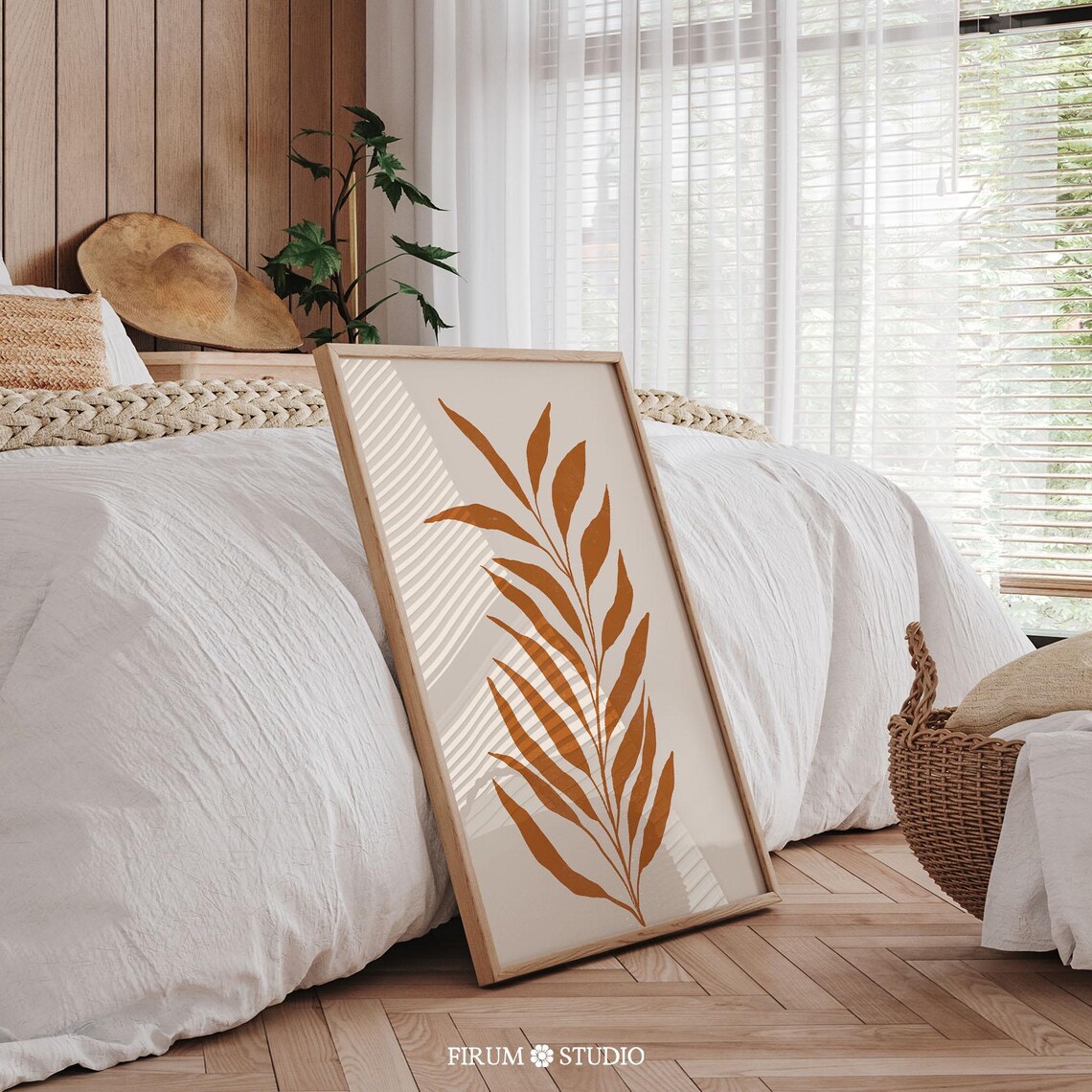 Burnt Orange Leaves Boho Minimalist Art Print - Image 2