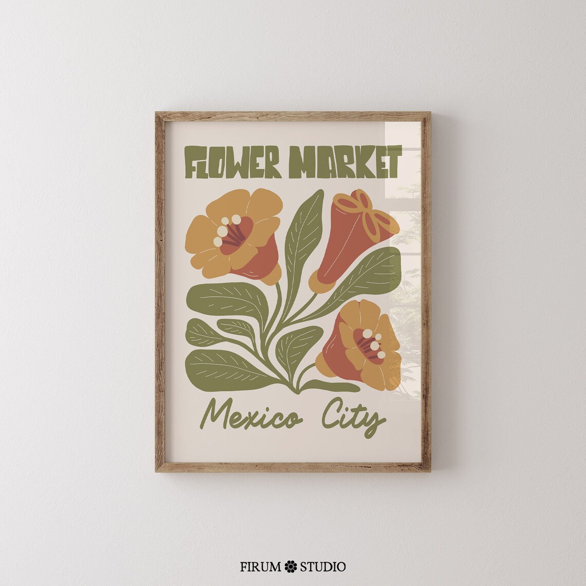 Flower Market Mexico City Retro Botanical Floral Art Style Poster - Image 2