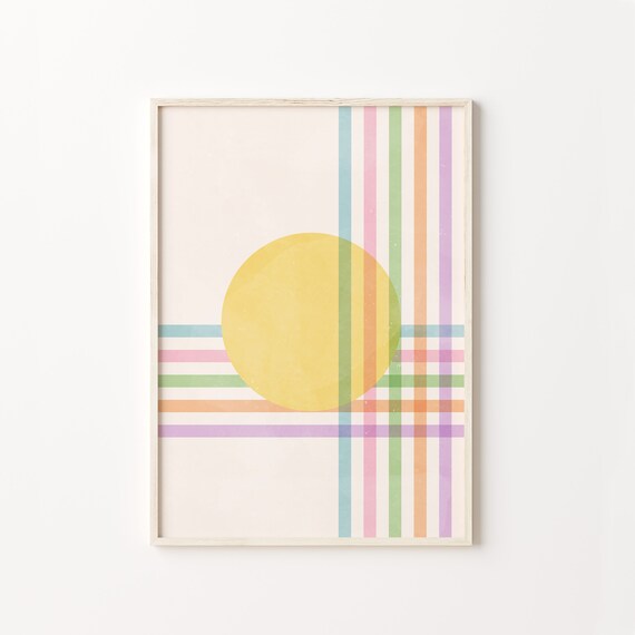 Pastel Wall Art Geometric Shapes Bauhaus Poster Line Drawing Print Minimalist Poster Danish Pastel Decor Pastel Art