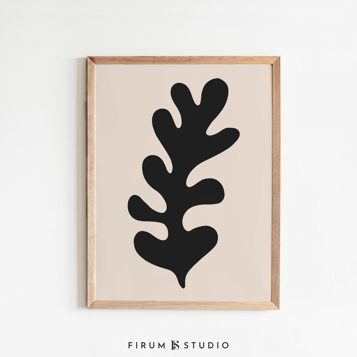 Black Oak Leaf Silhouette Minimal Botanical Statement Poster - Image 2