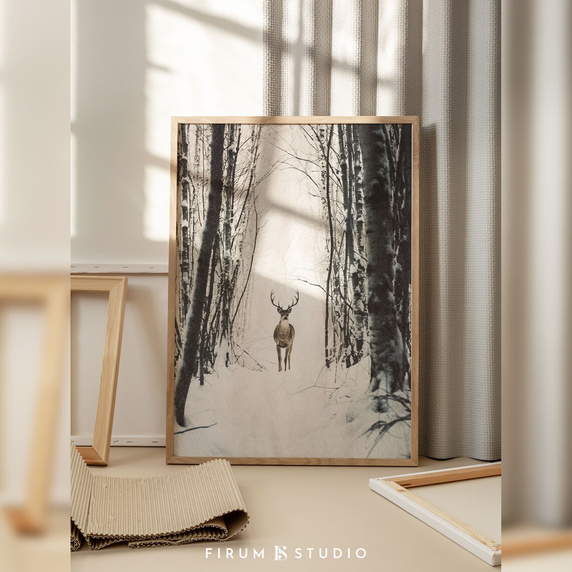 Snowy Forest Landscape Vintage Winter Poster Print - Image 2