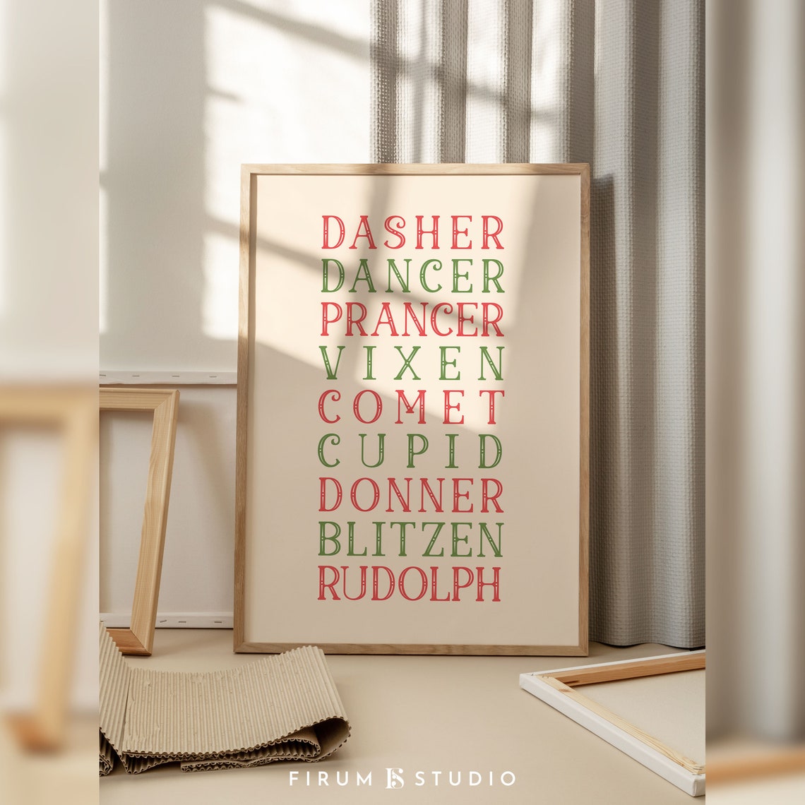 Reindeer Names Santa Sleigh List Classic Christmas Art Poster - Image 2