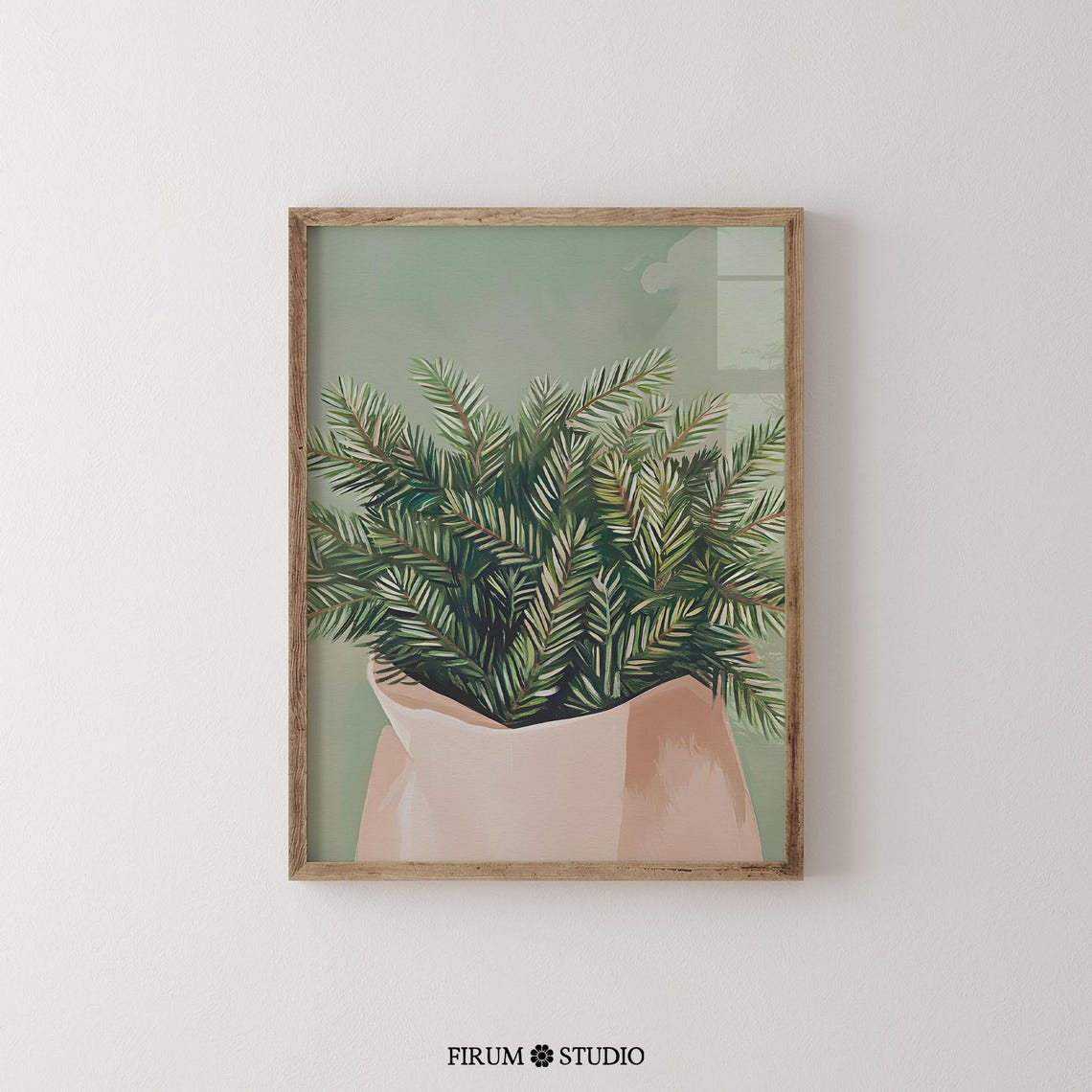 Retro Christmas Pine Branches Paper Bag Botanical Wall Poster - Image 2