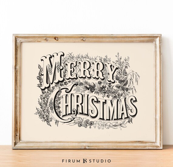 Vintage Christmas Retro Neutral Holiday Art Print