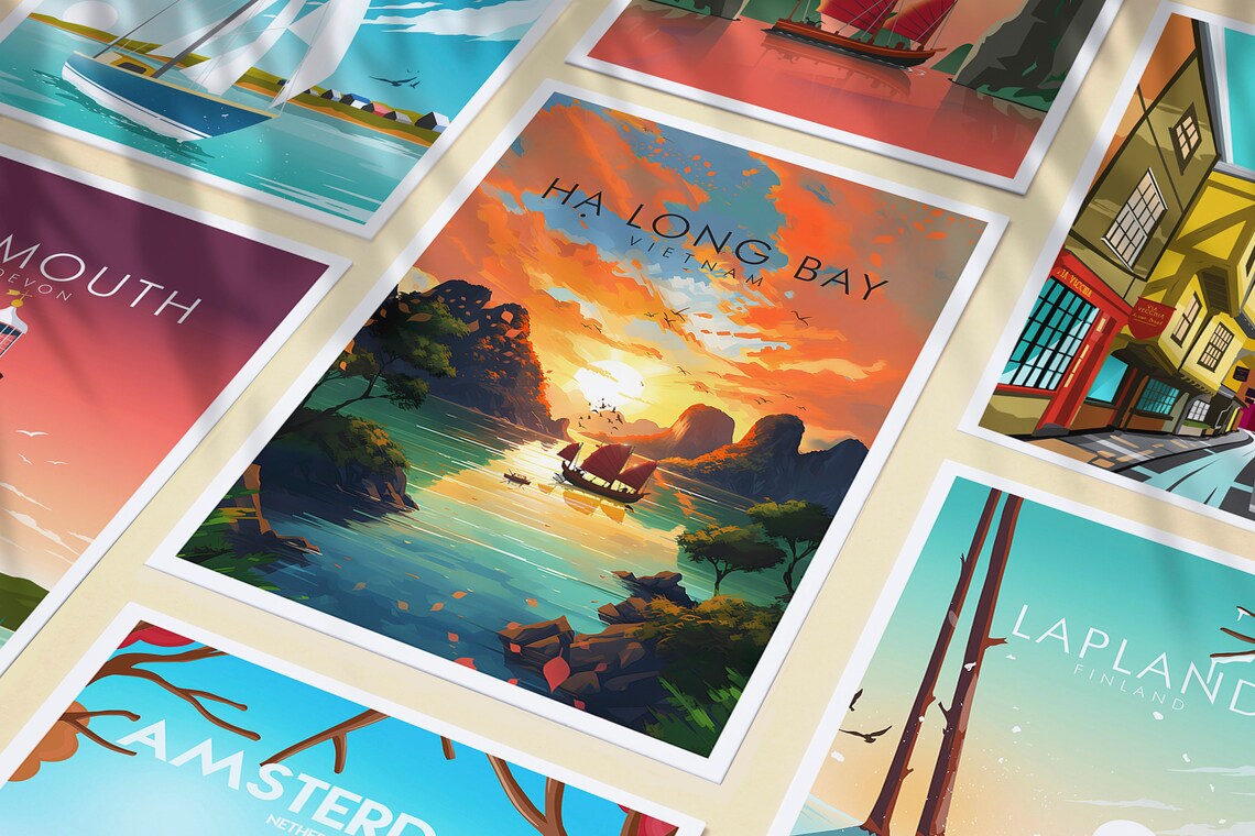 Ha Long Bay Vietnam Travel Poster, Place Print - Image 3
