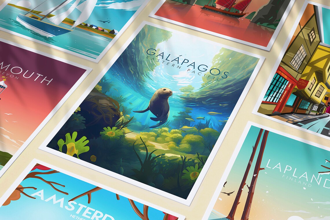 Galapagos Islands Travel Poster, Ocean Escape - Image 3