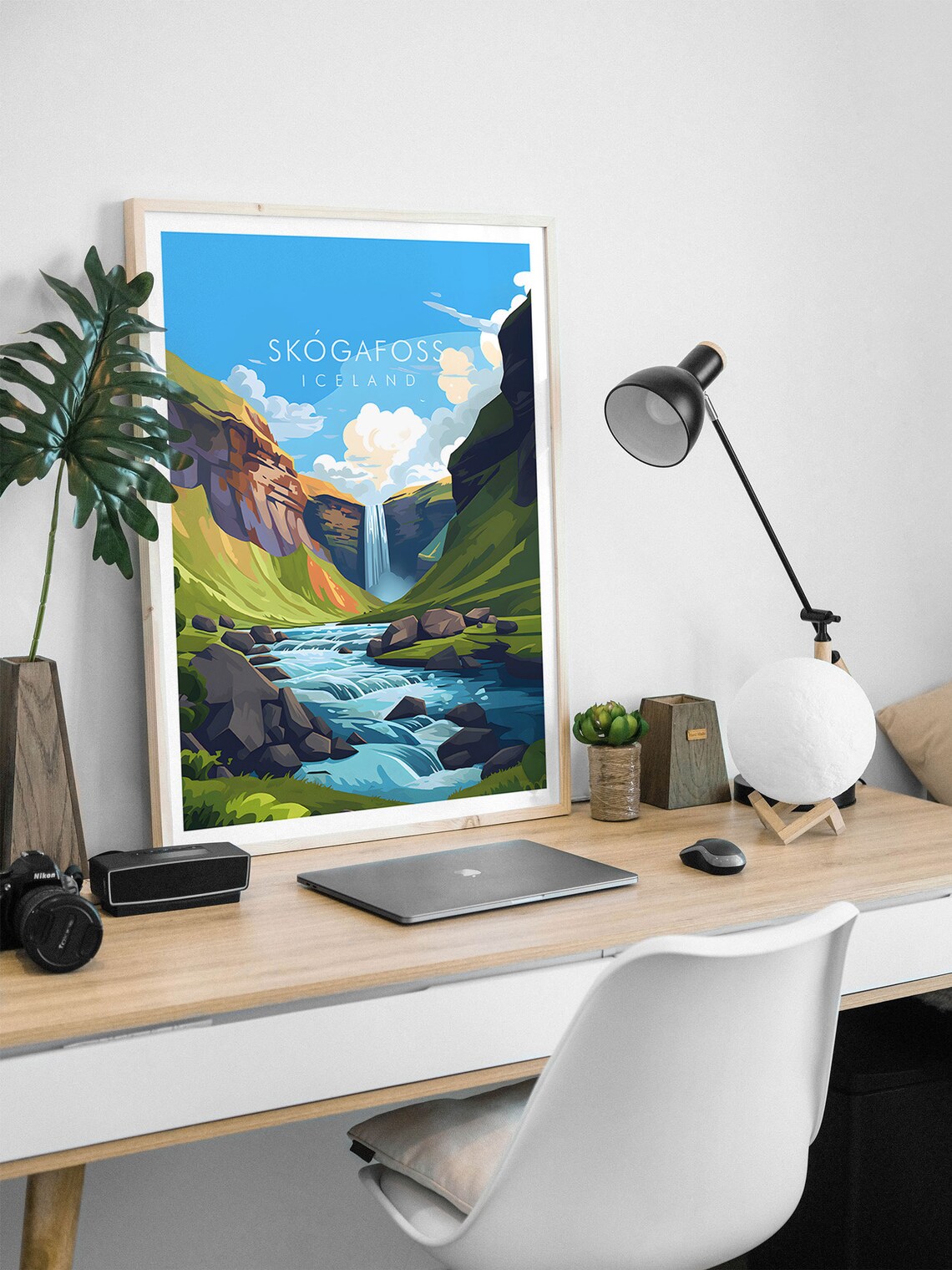 Skogafoss Iceland Waterfall River Canyon Nature Travel Poster - Image 2