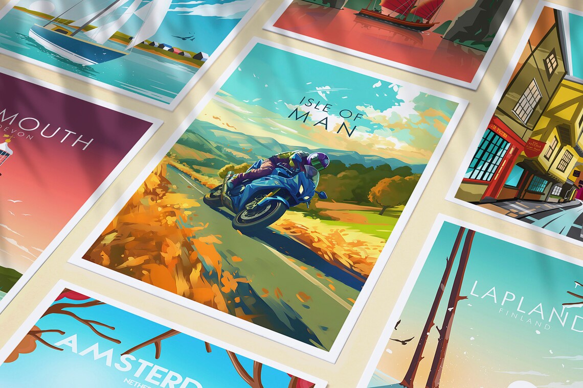 Isle Of Man Motorcycle Road Racing Green Hills Countryside Poster - Image 3