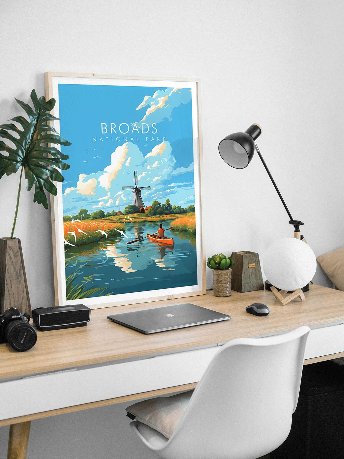 Broads National Park Windmill Kayak Waterway Classic Travel Poster - Image 2