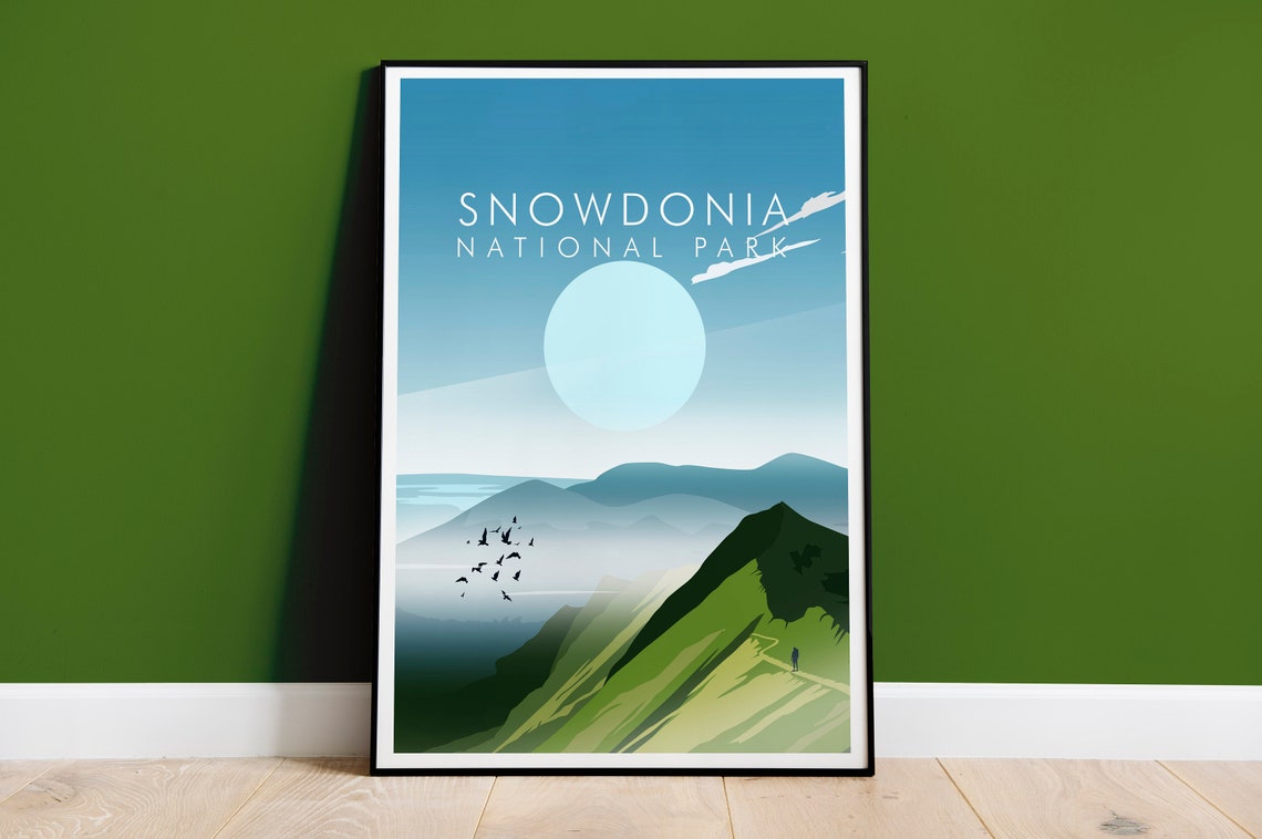 Snowdonia National Park Wales Mountain Sunrise Hiker Trail Poster