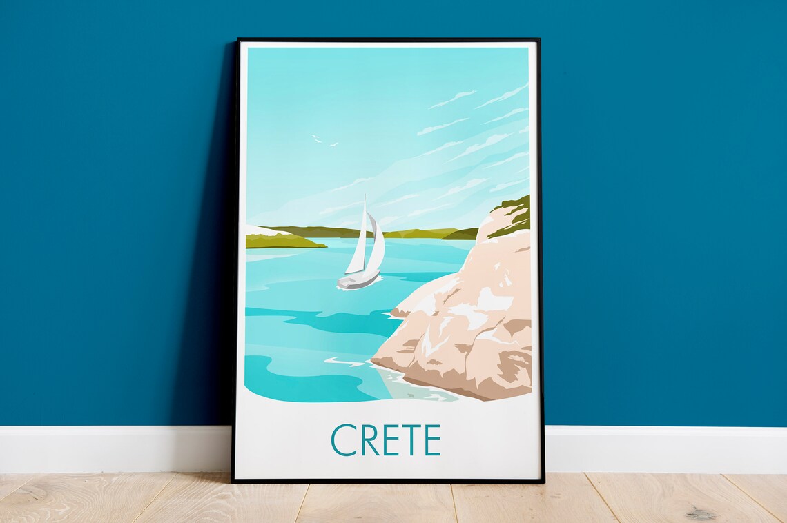 Crete Greece Travel Poster, Place-Inspired Wall Art