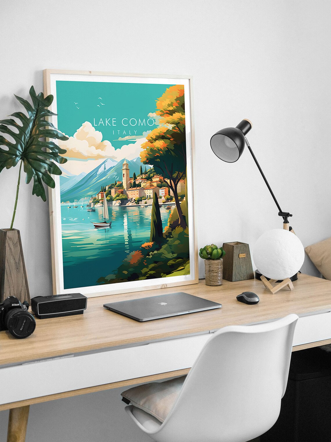 Lake Como Italy Lakeside Village Sailboat Scenic Travel Poster - Image 2