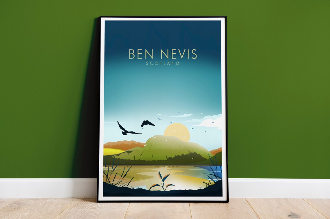 Ben Nevis Scotland Travel Poster, Mountain View