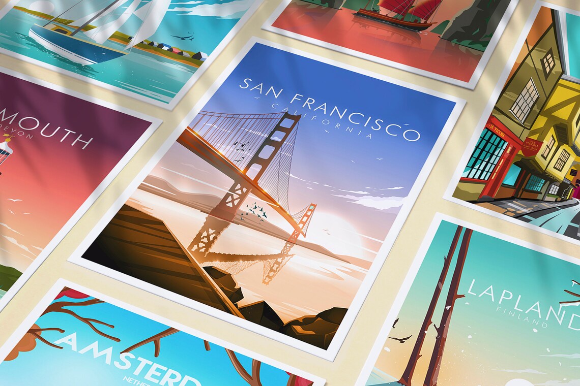 San Francisco Print Golden Gate Travel Poster - Image 3