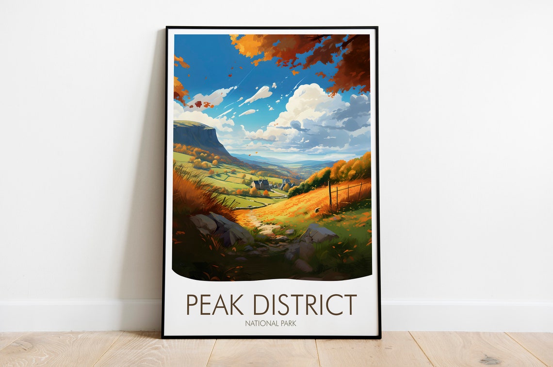Peak District National Park Golden Autumn Valley View Poster - Image 2