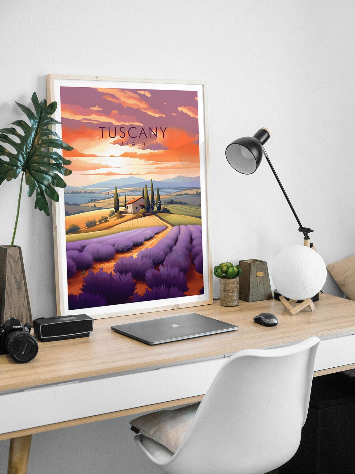 Tuscany Italy Lavender Farm Sunset Rolling Hills Travel Art Poster - Image 2